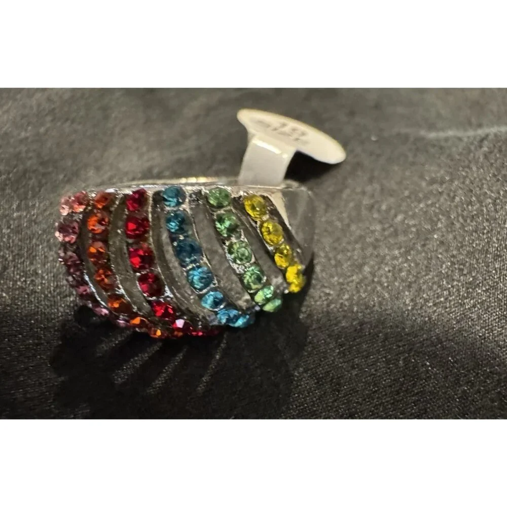 NEW Premier Designs Fashion CZ Rainbow Colors Ring Women 19 US 9.5